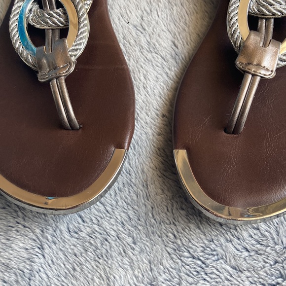 👠BOGO FREE👠MOSSIMO💫 Women’s Silver Sling Back Flat Sandals with Rope Design - Picture 4 of 7